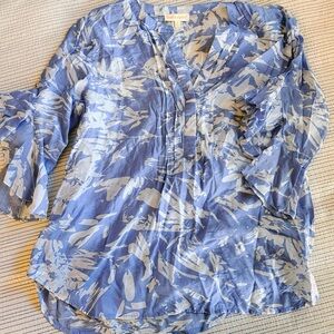 Light Blue Floral Print Women's Blouse